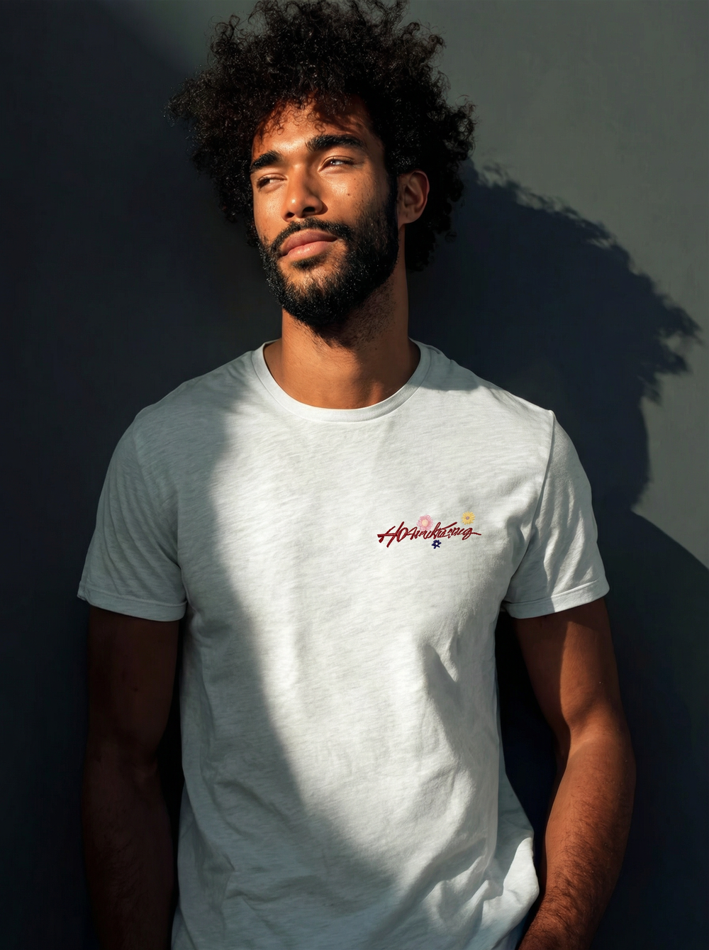 Grey Floral Tee (Ash Grey)